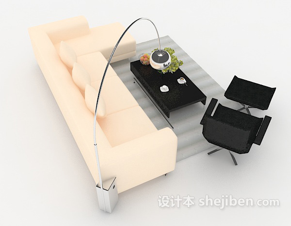 设计本居家型休闲多人沙发3d模型下载