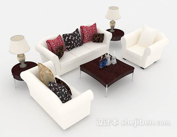 免费现代风格居家型组合沙发3d模型下载