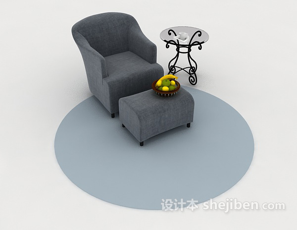 现代风格简单灰色单人沙发3d模型下载