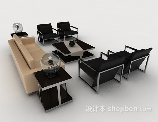 设计本现代简单商务组合沙发3d模型下载