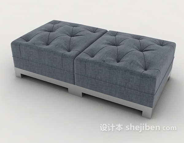 免费现代灰色沙发长凳3d模型下载