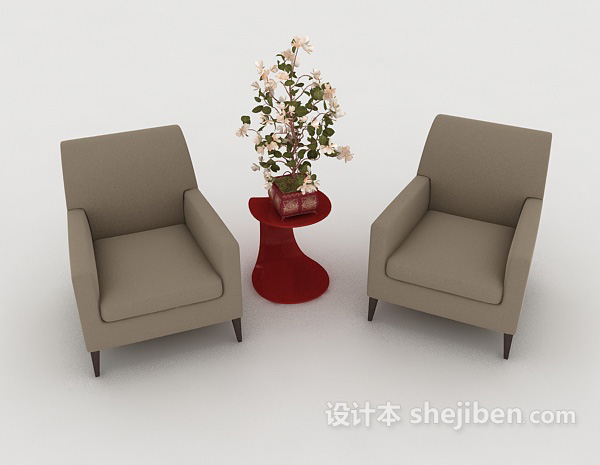 现代风格居家休闲单人沙发3d模型下载