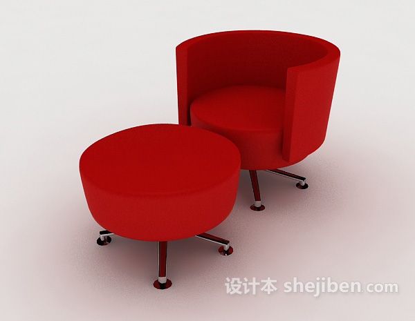 免费红色圆休闲椅3d模型下载