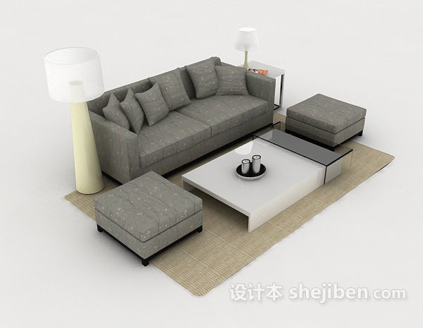 现代家居灰色休闲组合沙发