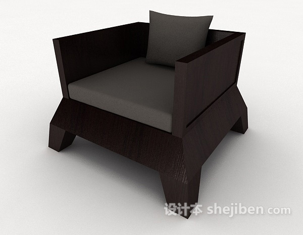 现代个性木质单人沙发3d模型下载
