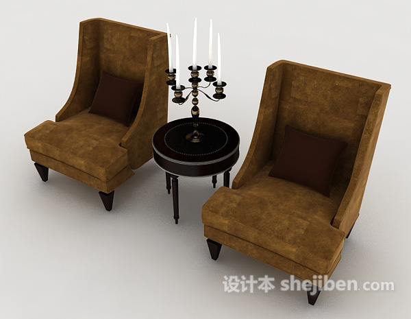 免费欧式复古桌椅组合3d模型下载
