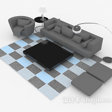 现代简约深灰色组合沙发3d模型下载