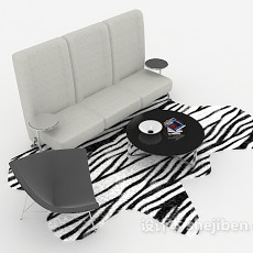 灰色系简单多人沙发3d模型下载