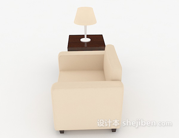 设计本木质米黄色桌椅组合3d模型下载