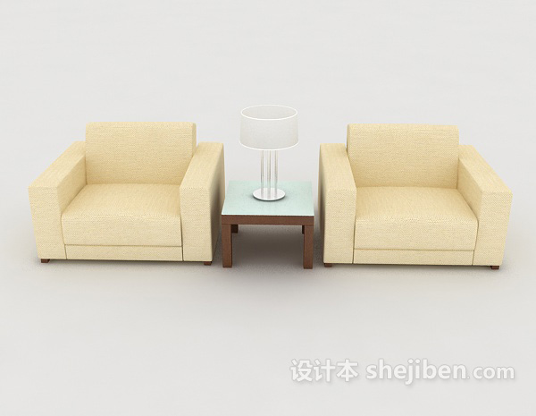 现代风格简约黄色桌椅组合3d模型下载