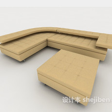现代简单黄色多人沙发3d模型下载