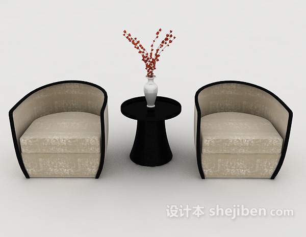 现代风格商务简约桌椅组合3d模型下载