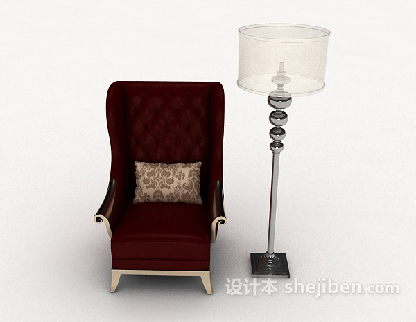现代风格红色居家单人沙发3d模型下载