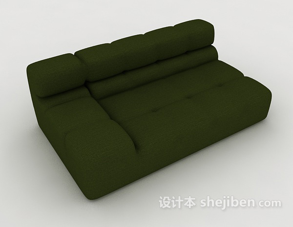 简单方形绿色单人沙发3d模型下载
