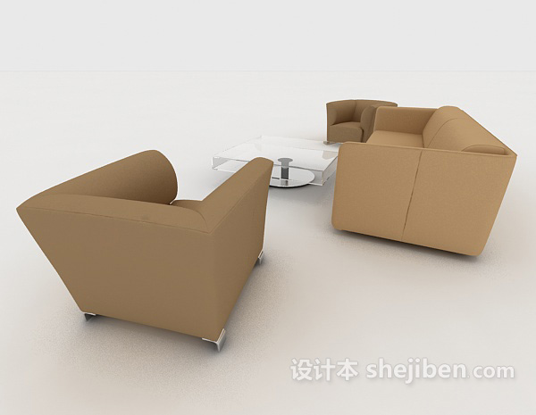 设计本简约休闲棕色组合沙发3d模型下载