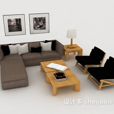 现代简便组合沙发3d模型下载