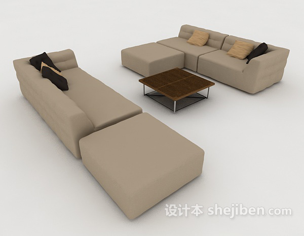 家居现代组合沙发3d模型下载
