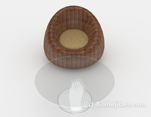 现代风格现代休闲棕色桌椅组合3d模型下载