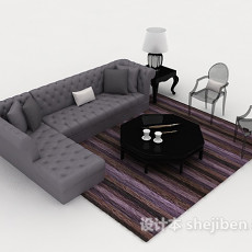简约灰色组合沙发3d模型下载