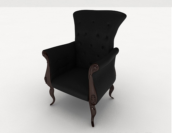 免费欧式黑色简约单人沙发3d模型下载
