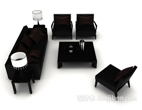 设计本现代简约商务组合沙发3d模型下载