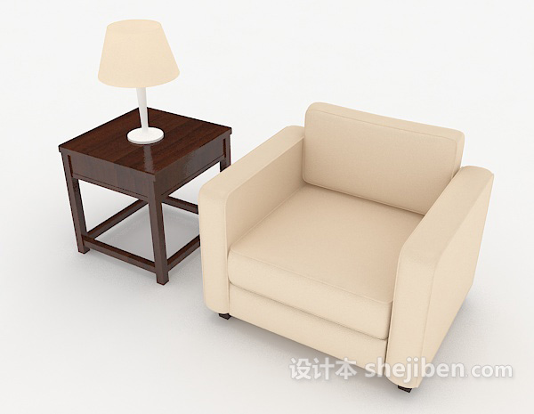 现代风格木质米黄色桌椅组合3d模型下载