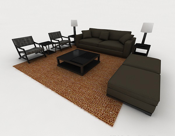 现代家居深灰色组合沙发3d模型下载