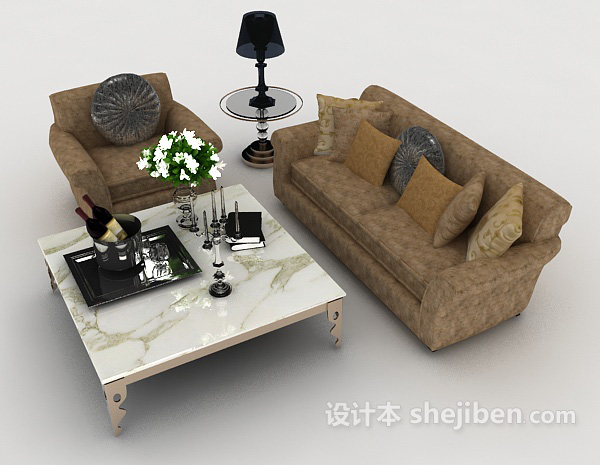 免费新欧式居家沙发3d模型下载