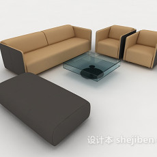 简约棕色家居组合沙发3d模型下载