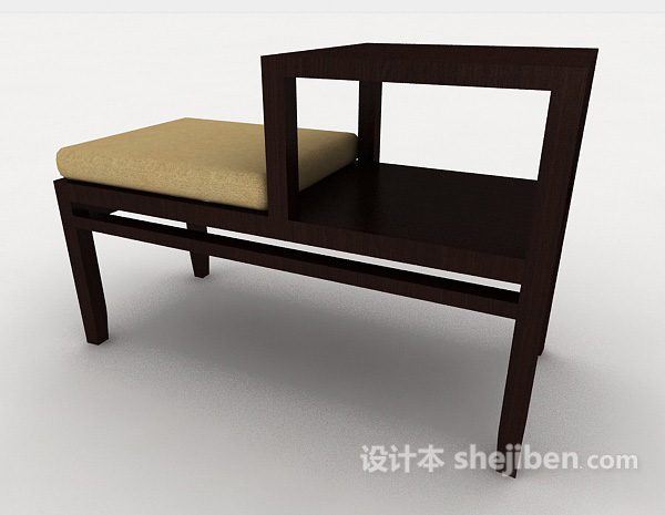 免费实木简单沙发凳3d模型下载