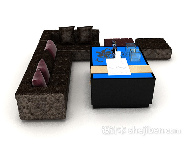 现代风格深色简单沙发3d模型下载