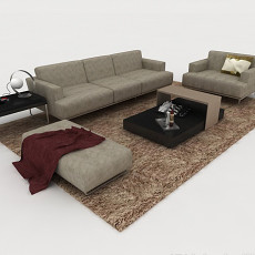 简约家居棕色组合沙发3d模型下载