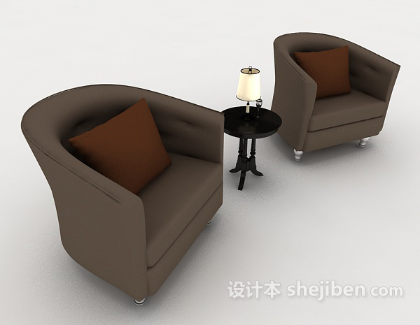 设计本现代单人沙发组合3d模型下载