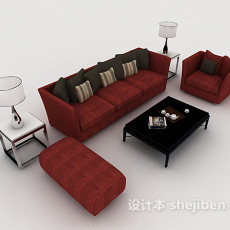 家居现代简约红色组合沙发3d模型下载