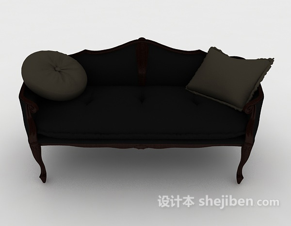 欧式风格简欧黑色双人沙发3d模型下载