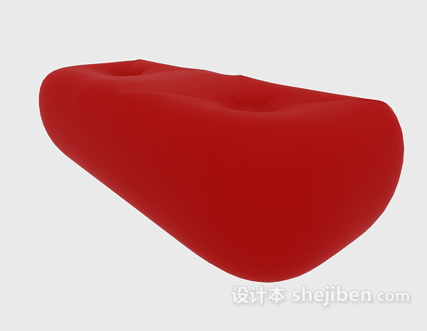 红色简单沙发凳3d模型下载