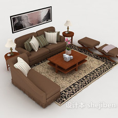 木质棕色组合沙发3d模型下载