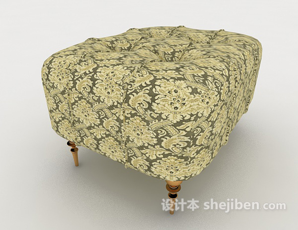 免费欧式花纹沙发凳3d模型下载