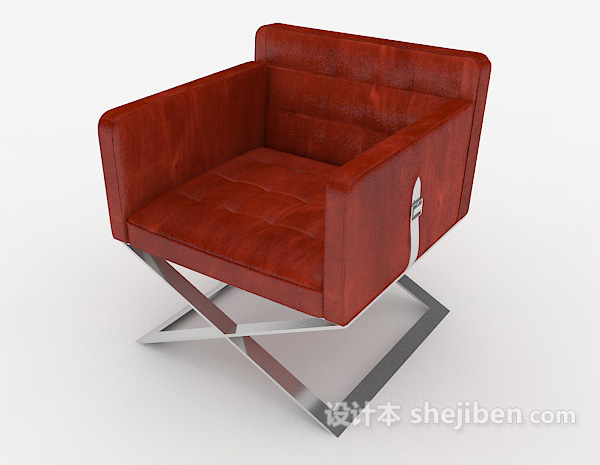 免费棕色皮质沙发椅3d模型下载