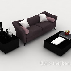 现代简约紫色双人沙发3d模型下载