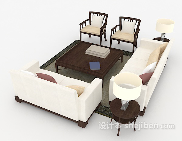 设计本新中式简洁组合沙发3d模型下载