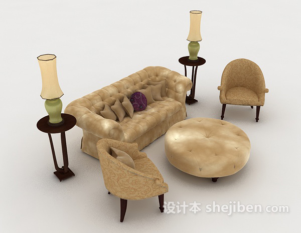 设计本欧式家居花纹沙发3d模型下载