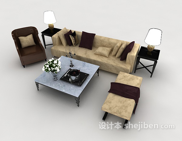 免费商务现代组合沙发3d模型下载