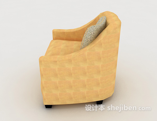 设计本浅黄色单人沙发3d模型下载