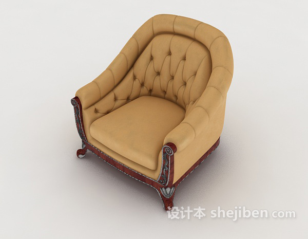 免费欧式简单风格单人沙发3d模型下载