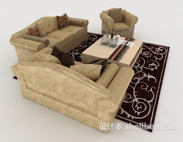 设计本家居沙发组合3d模型下载