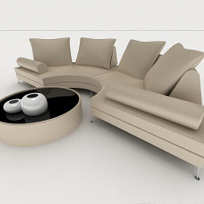 灰棕色个性多人沙发3d模型下载