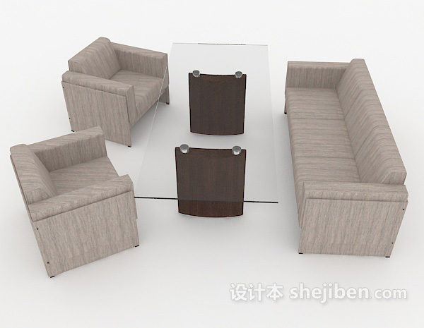 设计本灰色简约商务组合沙发3d模型下载
