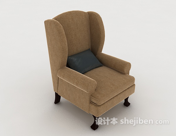 欧式简约浅棕色单人沙发3d模型下载