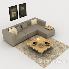 家居简约灰色多人沙发3d模型下载